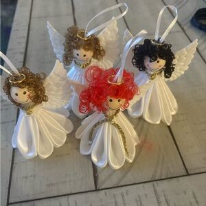 Mine Holiday Angel Ornaments - White, Red, Black, Brown